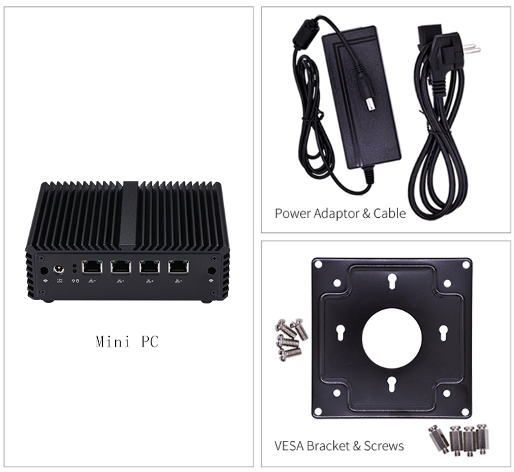 4 Gigabit LAN BayTrail J1900 Firewall Mini PC
