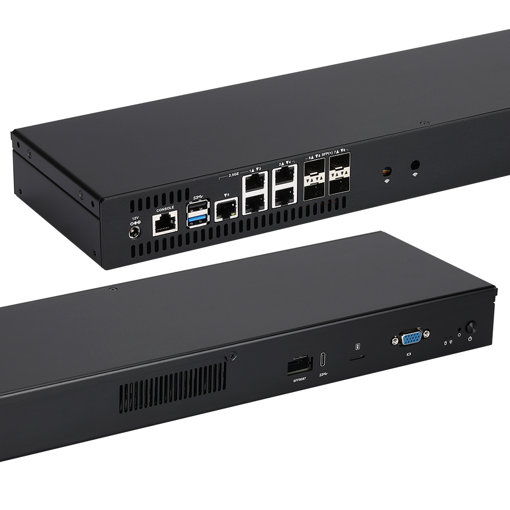 4x10G SFP+ 5x2.5G Intel Atom C3758R C3808  Network 1U Server