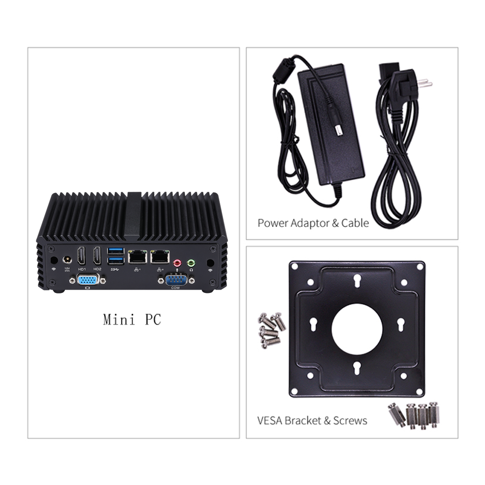 Triple Display Pentium J3710 Fanless Mini PC